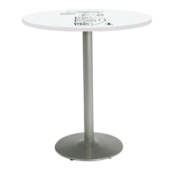 KFI Studios Whiteboard 3.5' Round Bistro Table, Silver Base, White