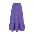 thumbnail image 6 of vigerkar Women's Cotton Skirts Tiered A Line Long Skirts Maxi Elastic High Waist Summer Trendy Flowy Boho Drawstring Skirt Dark Purple, L, 6 of 6