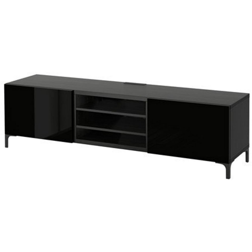 Ikea TV unit with drawers, blackbrown, Selsviken highgloss/black