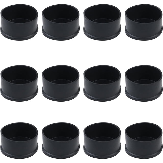 GFDYREE PVC Round Table Leg Tips(12 Pack)-Chair Furniture Feet Leg Pads Tile Floor Protectors, 2-3/8 Inches, Black