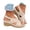 a-Beige, variant on Women's Wedge Sandals with Buckles Ankle Strap Flower Cutout Summer Dressy Slides Ladies High Top Walking Wedges Shoes White Size 6