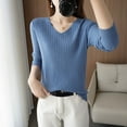 thumbnail image 2 of AherBiu Sweater for Women V Neck Long Sleeve Ribbed Slim Fitted Basic Layer Knitwear Pullover Tops Blouse, 2 of 3