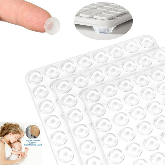 300Pcs Clear Furniture Dampers,Tutuviw Self Adhesive Round Clear Silicone Buffer Pads,Noise Dampening Rubber Bumpers,Non Slip Cupboard Door Protective Stoppers for Glass Door Drawers