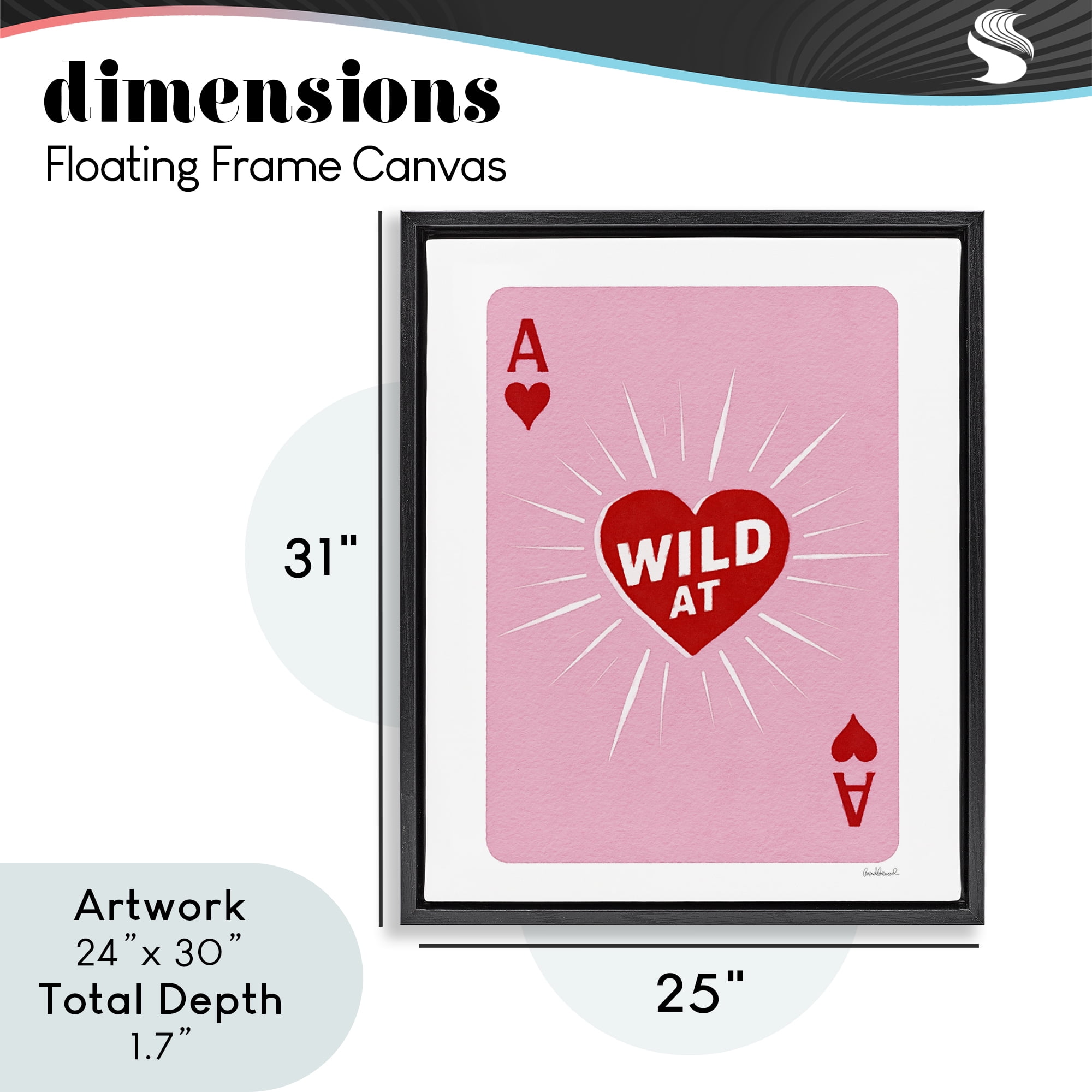 Wild At Heart Card Black Framed Floater Canvas Wall Art, design by Amanda Greenwood