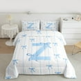thumbnail image 2 of Castle Fairy Teens Boys Girls Bowknot Personalized Initial Z 3 Pieces Queen Comforter Set,Blue Geometric Stripes Ultra Soft Bedding Sets,Dreamy Princess Bedding Comforter Set, 2 of 8