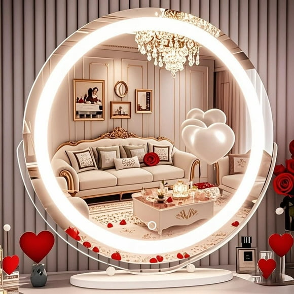 ERDS-Vanity Mirror, 20 Inch Makeup Mirror with Lights, Large Lighted Vanity Mirror, Light Up Mirror with Smart Touch 3 Colors Dimmable, White