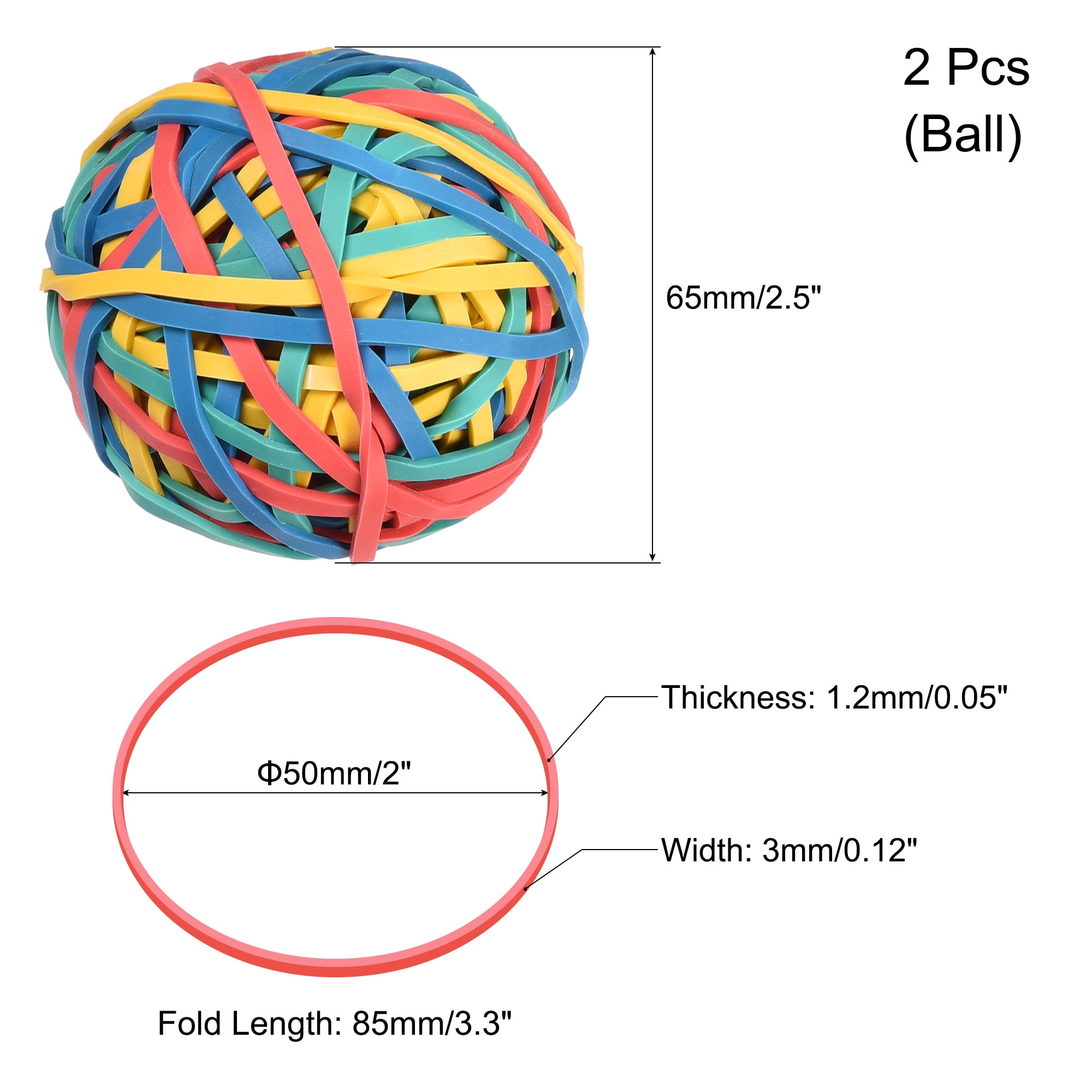 AIWOQI 2-Pack Rubber Band Balls - #32 Size Strong Elastic Bands, Assorted Colors, Approx. 300pcs - View #2