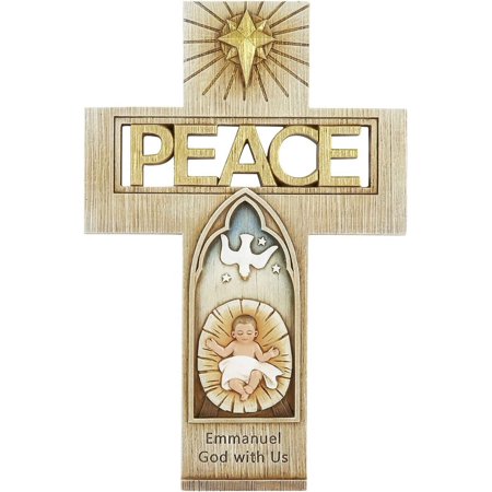 Avalon Gallery-Advent and Christmas Resin Nativity Cross, 10-Inch, Peace