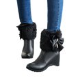 thumbnail image 3 of Xiaoxatg Women's Boots Ladies Fashion Leather Bow Rhinestone Decorative Side Zipper Inside High Heel Short Boots for Stylish Winter Wear 7 Black, 3 of 9