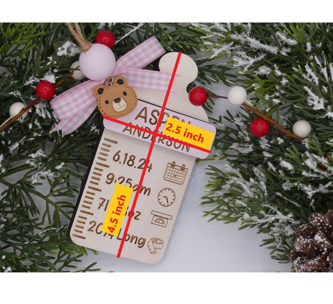 Personalized Baby Bottle Ornament - Custom Baby Name Christmas Keepsake - Newborn Stats Ornament - First Christmas Gift for Baby