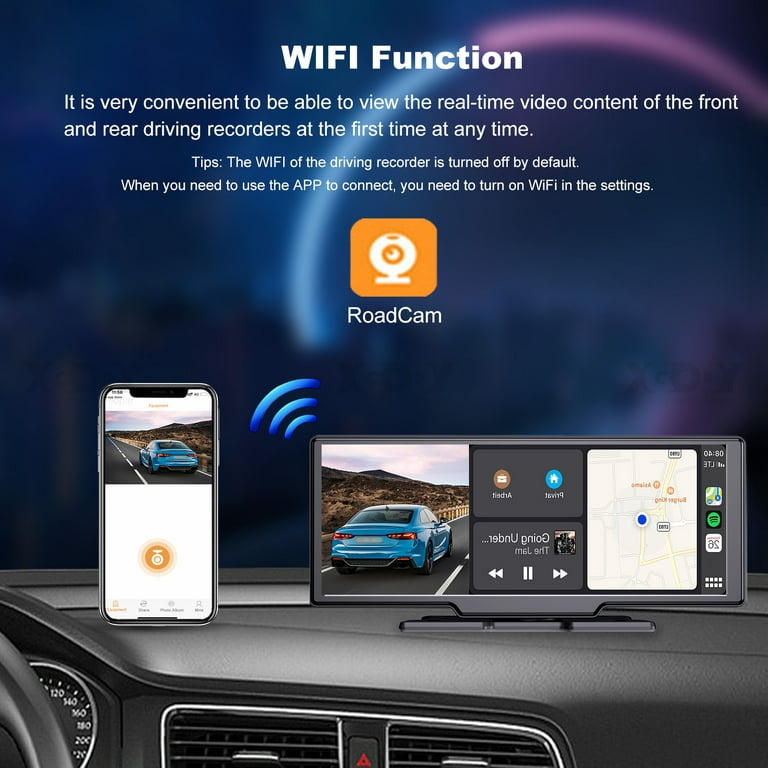 XGODY 4K IPS Screen 10.26 Car Dash Cam Portable Wireless Carplay Car  Stereo with Bluetooth - Split Screen,Voice Command,Android Auto Car Radio