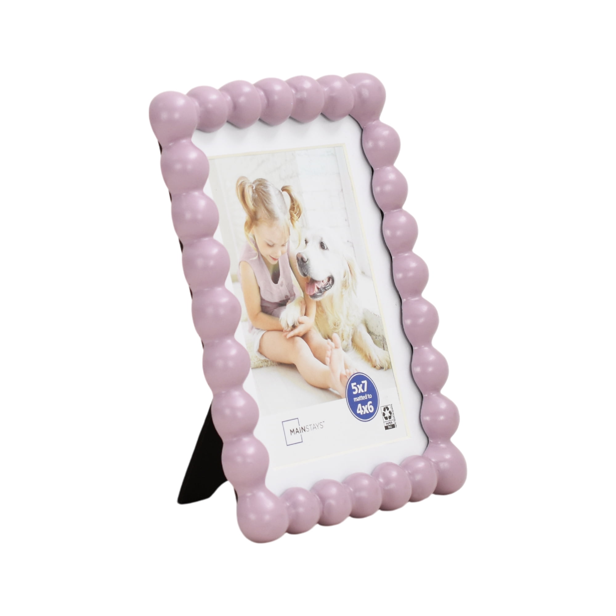 Mainstays Hazy Purple Bubble Beaded Picture Frame, 5 x 7, Matted to 4 x 6