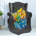 thumbnail image 4 of Youth Soft Flannel Fleece Blanket, Graffiti Art Themed Illustration Youth Power Words on Abstract Backdrop in Grey Color, Cozy Plush for Indoor and Outdoor Use, 60" x 80", Multicolor, by Ambesonne, 4 of 5