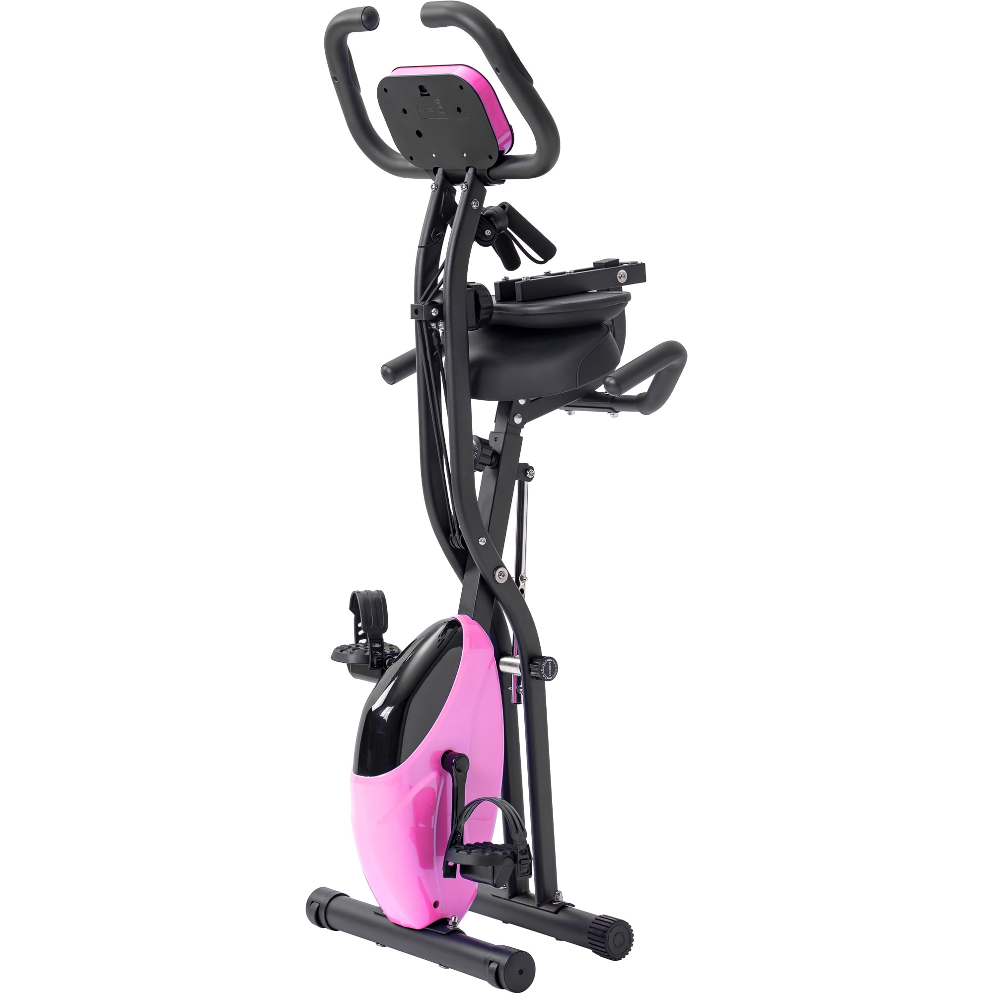 Euroco 350LBS Folding Exercise Bike, Upright & Recumbent Indoor Cycling Bicycle for Home,X-Bike Gym Workout,Pink