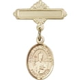 thumbnail image 1 of 14kt Yellow Gold Baby Badge with St. Leo the Great Charm and Polished Badge Pin 1 X 5/8 inches, 1 of 1