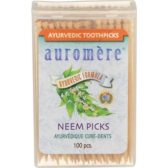 Auromere Ayurvedic Neem Picks - 100 Toothpicks Pack of 4