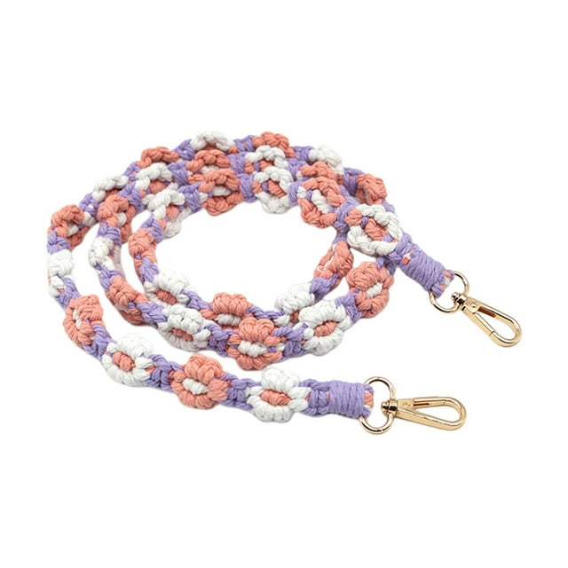 Flower Woven Phone Strap Lanyard Crossbody Shoulder Strap for Women Keychain Style A