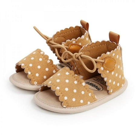 

Baby Clothes Girls Fashion Sandals Summer Soft Sole Flat breathable Princess Shoes Polka-dot Lace-up Non-slip First Walkers 0-24M