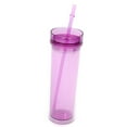 thumbnail image 1 of Vaso con tapa y pajita a juego, vaso de plástico de 16 oz, vaso de plástico transparente doble, vaso con boquilla recta, vaso deportivo de verano, 1 of 3