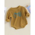 thumbnail image 3 of Bagilaanoe Newborn Baby Boys Girl Knitted Romper Sweater Long Sleeve Bodysuits Letter Embroidered Pullover 9M 12M 18M Infant Warm Jumpers Tops Fall Loose Knitwear, 3 of 9