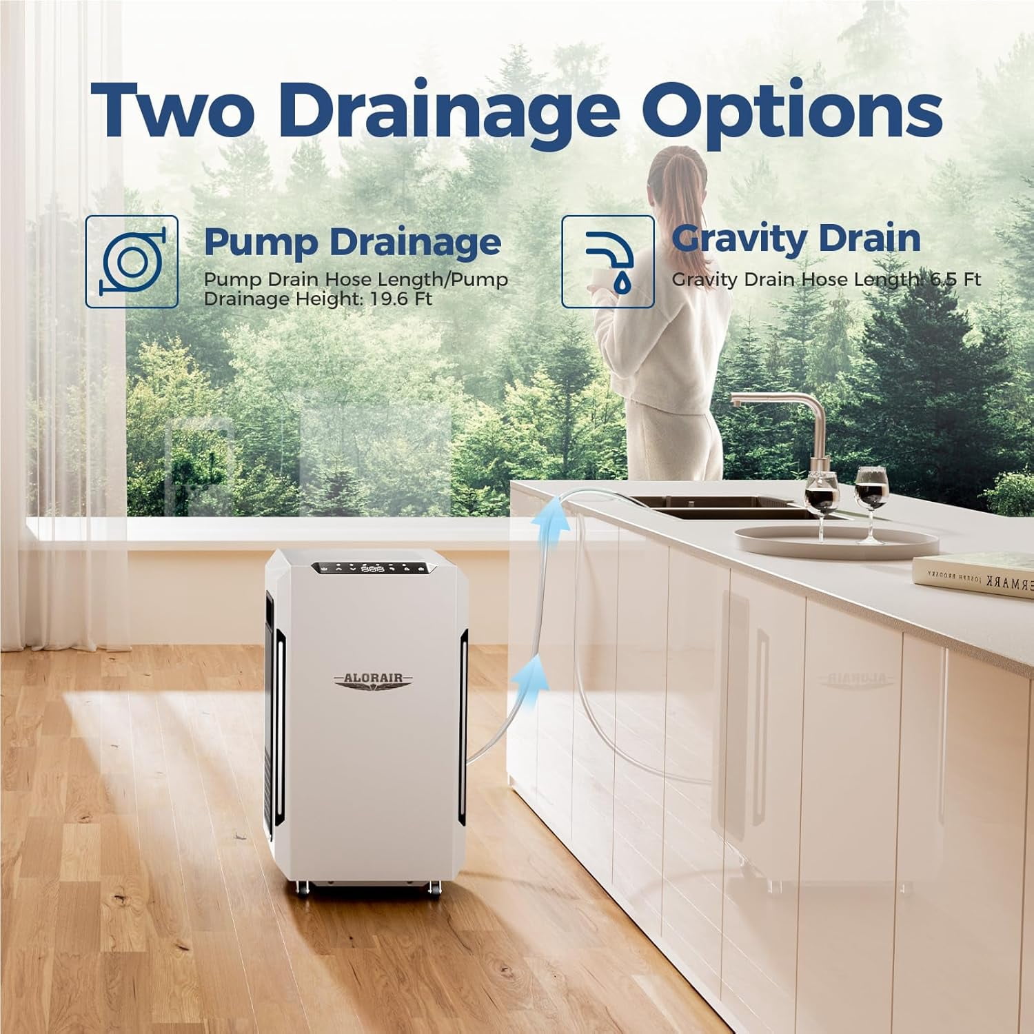 Alorair  Dehumidifier, 70 PPD Commercial & Industrial Dehumidifier Fit for 1,000 Sq.Ft. Spaces with Pump SLGR Tech for Bedroom, Basement, Bathroom, Garage, Home Moisture Remove