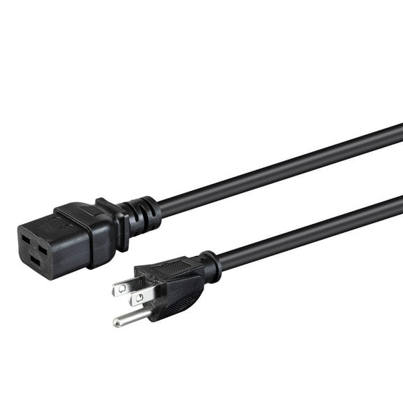Monoprice Heavy Duty Computer Power Cord - 10 Feet - Black | IEC 60320 C19 to NEMA 5-15P, 14AWG, 15A, SJT, 125V