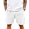 thumbnail image 7 of Dwelliawo Men's Corduroy Shorts Relaxed Fit Wide Leg Corduroy Shorts Beach Casual Elastic Waist Short with Pockets Drawstring Shorts Pant White S, 7 of 7
