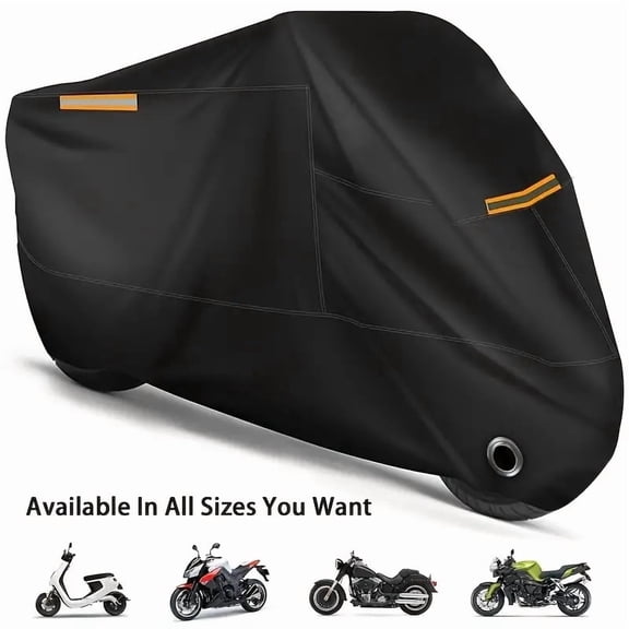 Motorcycle Cover Waterproof Outdoor - All Season Sun Protection with Lock-Holes Rain Snow Windproof Dustproof Universal Fit Motorbikes Vehicle Moped Cover, 90.5" x 37.4" x 50"