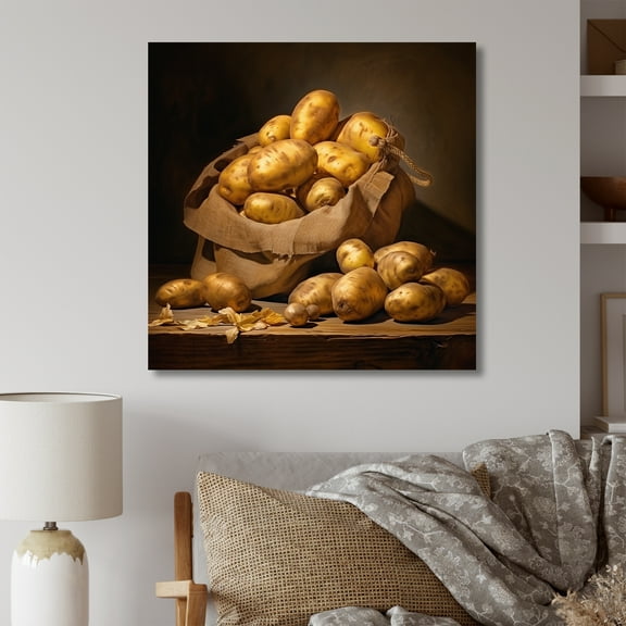 Designart "Golden Potato Farming I" Boho Pottery Wall Art Prints