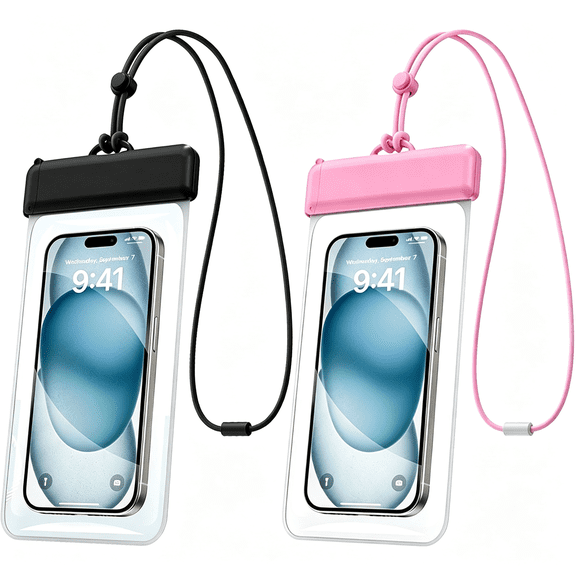GJX Waterproof Phone Pouch 2 Pack,Fits Dry Bag for Phone Up to 7.2",Easy Lock & Heavy Duty Design,Ipx8 Water Proof Phone Case for Beach,Pool,Kayaking,Cruise & Vacation Essentials