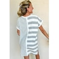 thumbnail image 2 of Women's Gray Stripe Mixed Printed Short Sleeve Shift Mini T-Shirt Dress - [ZhiHiMeRi] | (US 12-14)L, 2 of 12