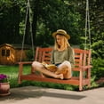thumbnail image 2 of Ktaxon Wooden Porch Swing for Courtyard & Garden & Patio with Chain 500 LBS Reddish Brown, 2 of 12