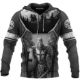 thumbnail image 4 of Sudadera con capucha de los Caballeros Templarios para hombre, sudadera de gran tamaño con estampado 3D, nueva moda 2024, chaqueta holgada, jersey, ropa de calle informal con capucha, 4 of 4