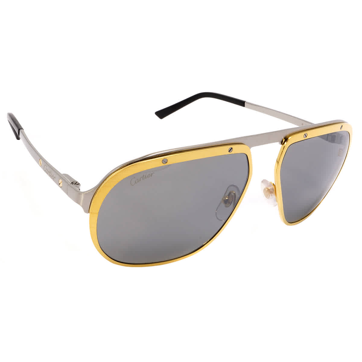 Cartier Silver Mirror Pilot Men's Sunglasses CT0035S 003 60