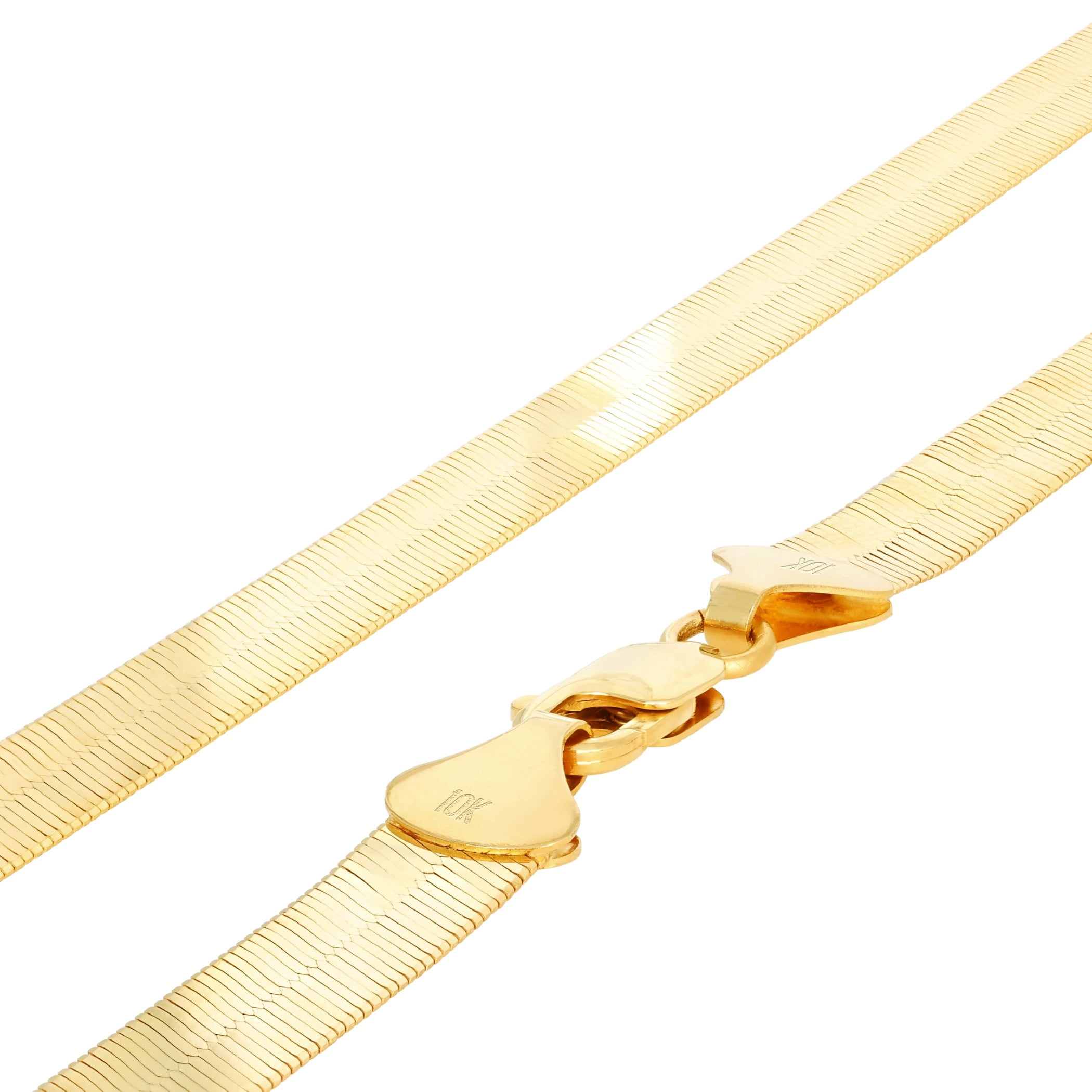 Nuragold 10k Real Yellow Gold Solid Herringbone Flexible 9mm Chain Necklace (16"-24") Italian Jewelry for Men & Women