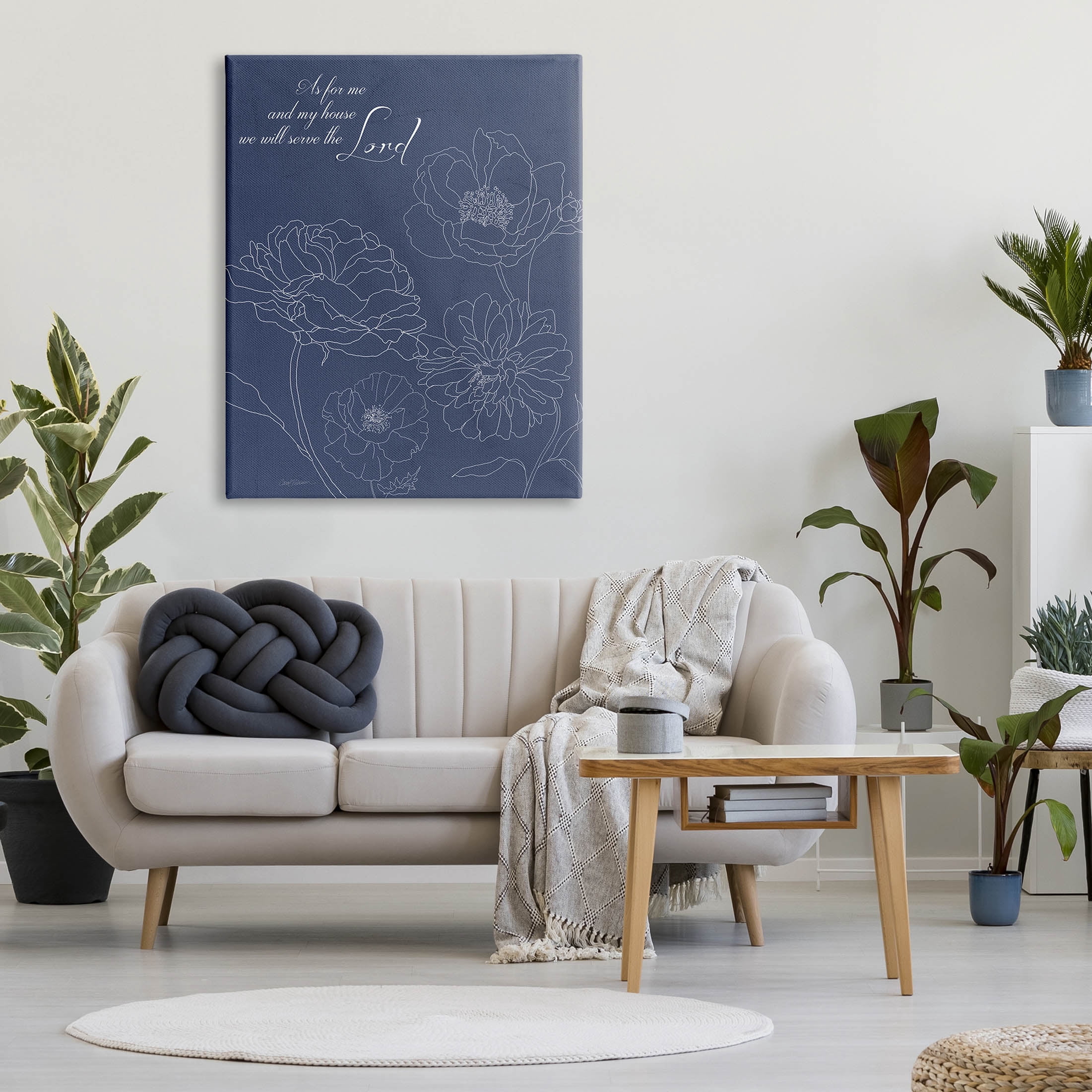 Stupell Industries Religious Floral Outline Phrase Graphic Art Gallery Wrapped Canvas Print Wall Art, Design by Carol Robinson