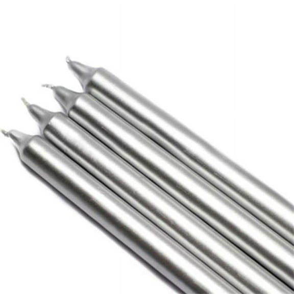 Jeco CEZ-104-12 10 in. Straight Taper Candles, Metallic Silver - 144 Piece