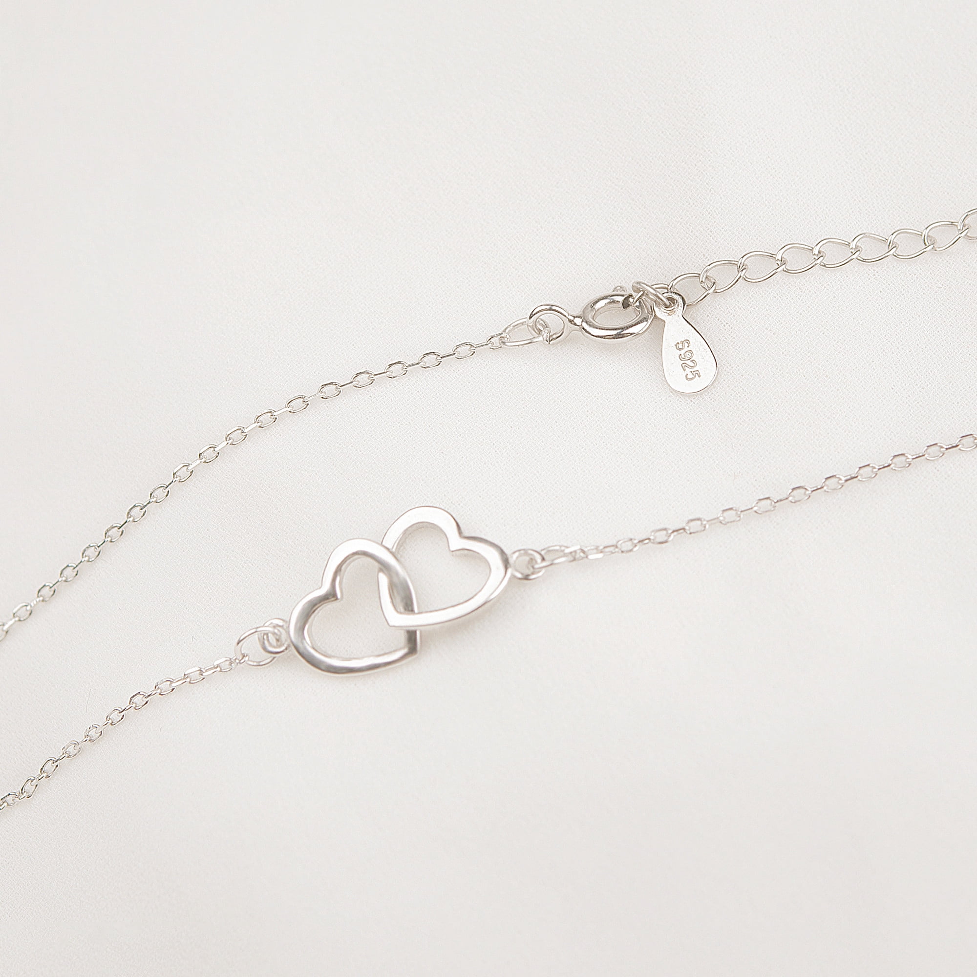 Anavia Mother And Child Jewelry, 925 Sterling Silver Double Heart Necklace Gift, Bonus Child's Birthday, Graduation Card Gift
