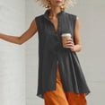 thumbnail image 6 of ClodeEU Women's Mandarin Collar Sleeveless Button Front Shirt,Casual Loose Fit Summer Tank Top Gray,Women's Plus XXL, 6 of 8