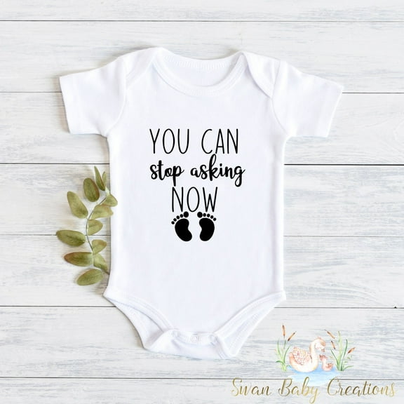 You Can Finally Stop Asking When We Are Having A Baby Now Â„¢, Soon To Be Grandparents Announcement, Ivf Baby, Pregnancy Reveal Cute Baby Onesie, BABY BODYSUIT LAT 4424