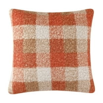 BinKFF Halloween Decorations, Orange Plaid Fall Throw Pillow Covers, Boucle Decorative Pillow Covers,Cozy Fluffy Home Living Room Farmhouse Decor for Sofa Couch Bed, 3sizes