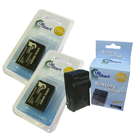 2x Pack - Leica V-Lux 3 Batterie + Chargeur - Remplacement pour Batterie et Chargeur de Caméra Numérique Leica BP-DC9 (1000mAh, 7.4V, Lithium-Ion)
