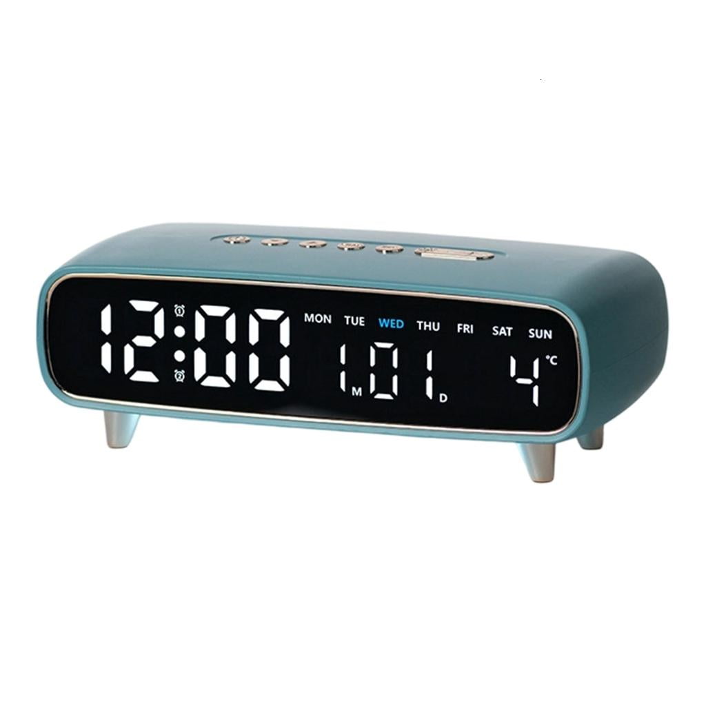 AOOOWER Small Digital Desk Clock with Moon Phase Display and Adjustable Alarm