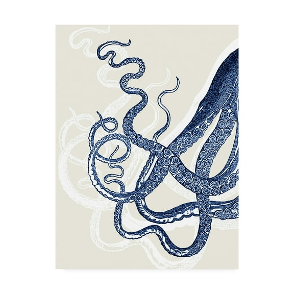 Trademark Fine Art 'Blue Octopus On Cream C' Canvas Art by Fab Funky