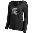 thumbnail image 2 of Women's Black Michigan State Spartans Lovely Long Sleeve V-Neck T-Shirt, 2 of 3