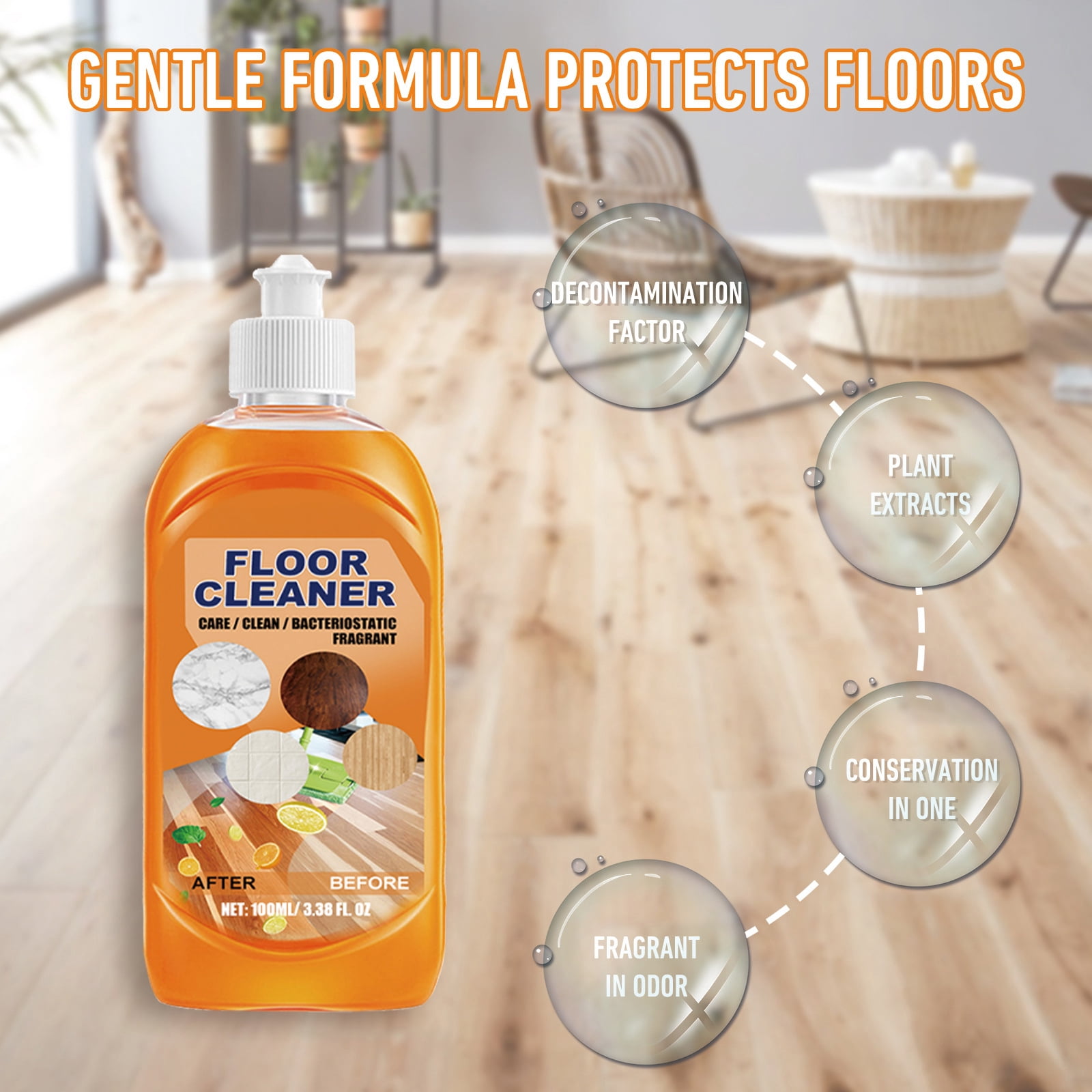 Alvantor Floor Cleaner for Mopping, Multi Surface Cleaner with Unstopables Fresh Scent, 3.38fl.oz