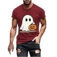 thumbnail image 2 of T-shirts for Men Halloween Ghost Pumpkin T-shirt Short Sleeved Printed Round Neck Blouses Red XXXL Mens Tops, 2 of 5