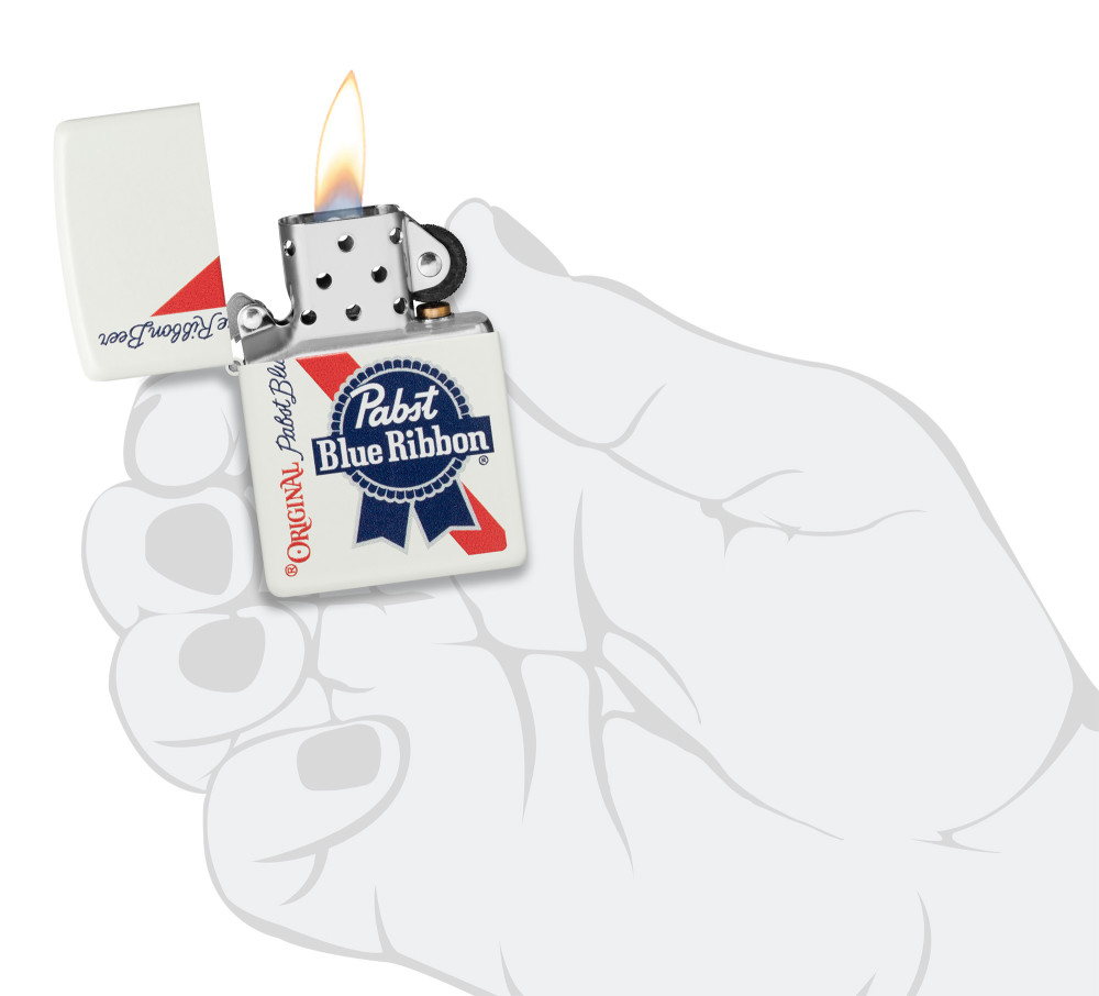 Zippo 48746 Pabst Blue Ribbon Design White Matte Windproof Lighter