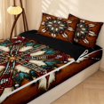 thumbnail image 2 of Erosebridal Gothic Mandala Zipper Full Size Comforter Sets with Fitted Sheet and 2 Pillowcases, Southwestern Feather Zipper Bedding Set, Brick Red Teal, Black Reversible, 2 of 7