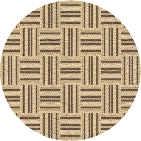 Ahgly Company Indoor Round Patterned Wood Brown Area Rugs, 6' Round